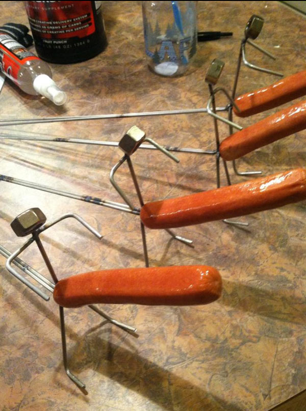 Built some hotdog roasters for camping
