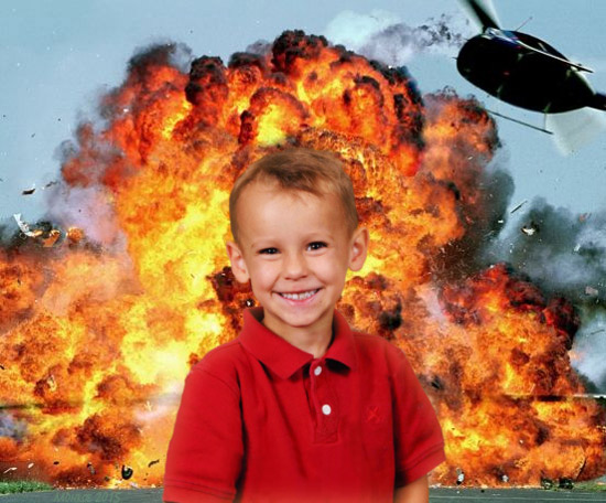 None of the options for my son's school picture background really caught his personality, so I improvised
