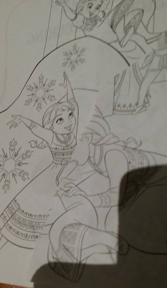 Accidental rule 34 when my young nephew ripped a page in his Frozen colouring in book
