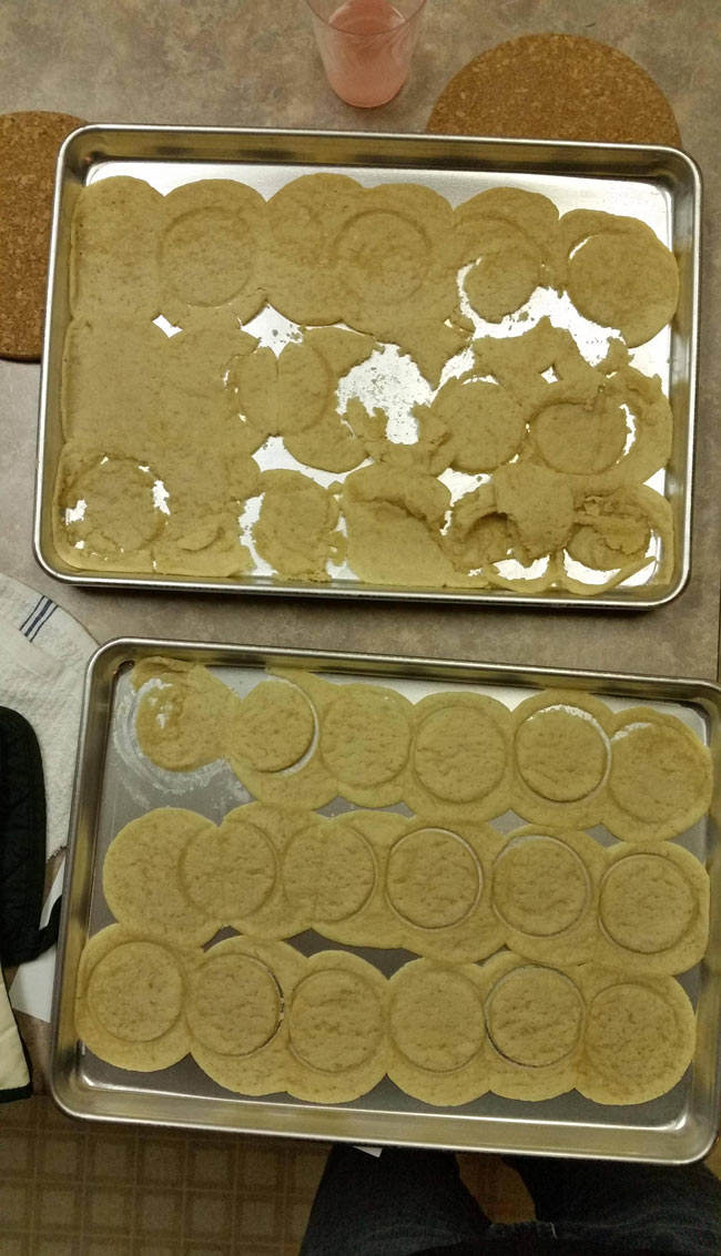 My mother in law tried to bake some round sugar cookies while drunk