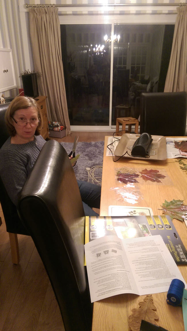 Mother has only been retired two months and has resorted to laminating leaves