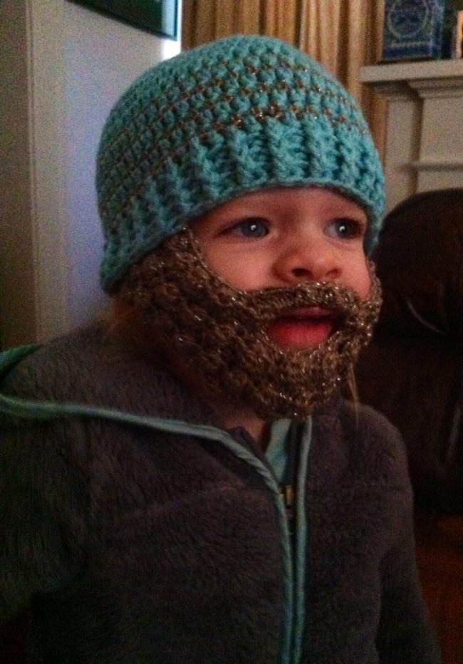 My daughter is fascinated with beards, and my mother is talented with crochet. So naturally...