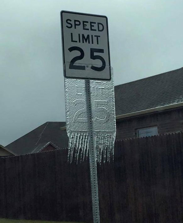 Speed limit lowered due to ice