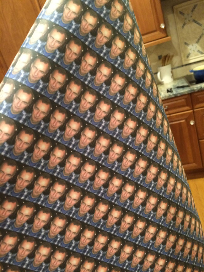 Custom wrapping paper for my dad with his least favorite picture of himself