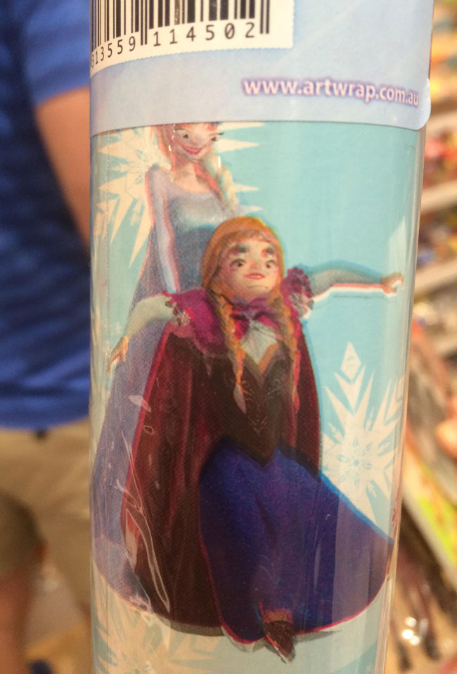 This Frozen wrapping paper misprint