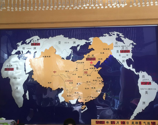 World map in a Chinese hotel
