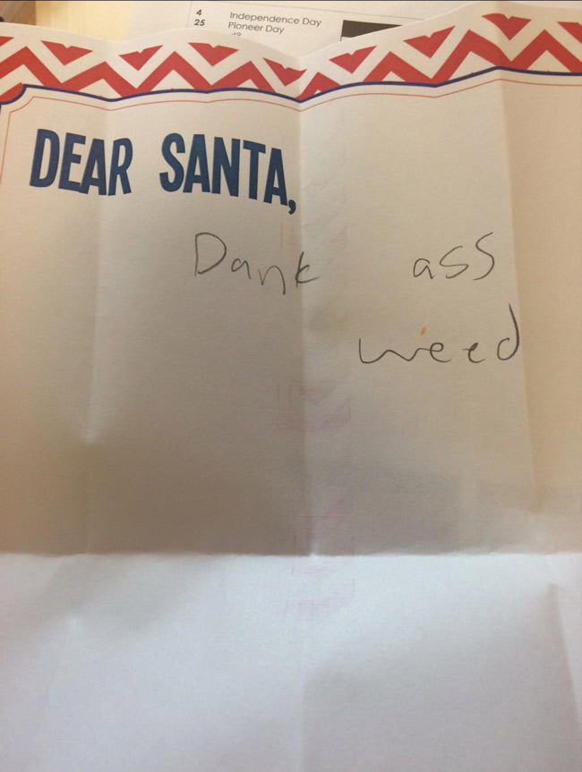 My sister is a children's librarian. She sent me this picture of a letter they got in "Santa's mailbox."