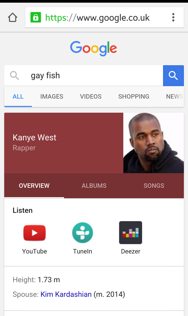 What happens when you google 'gay fish'