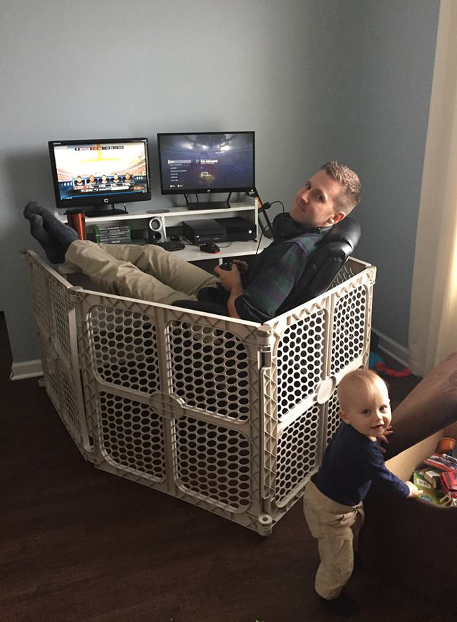 I could never game because of my toddler son so I finally bought a play pen