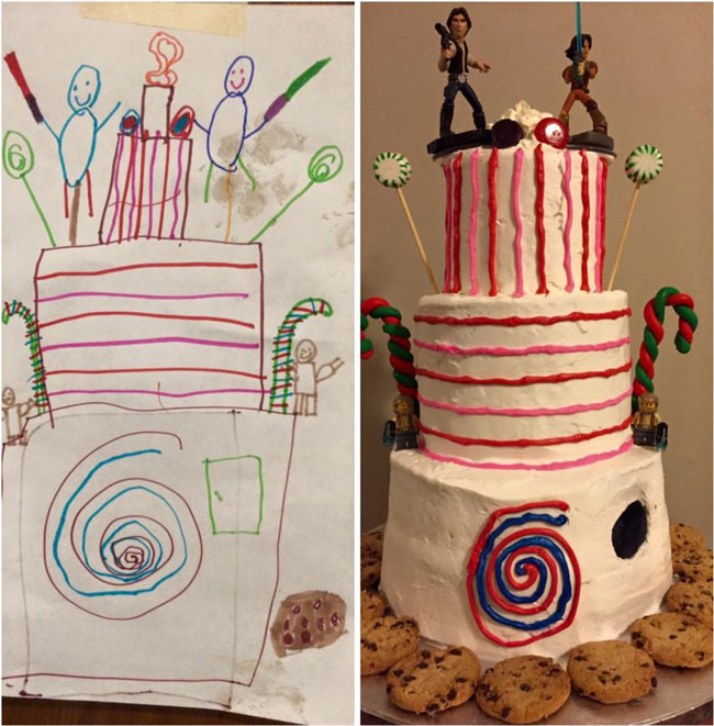 My wife made a cake exactly how her 6 year old client imagined it