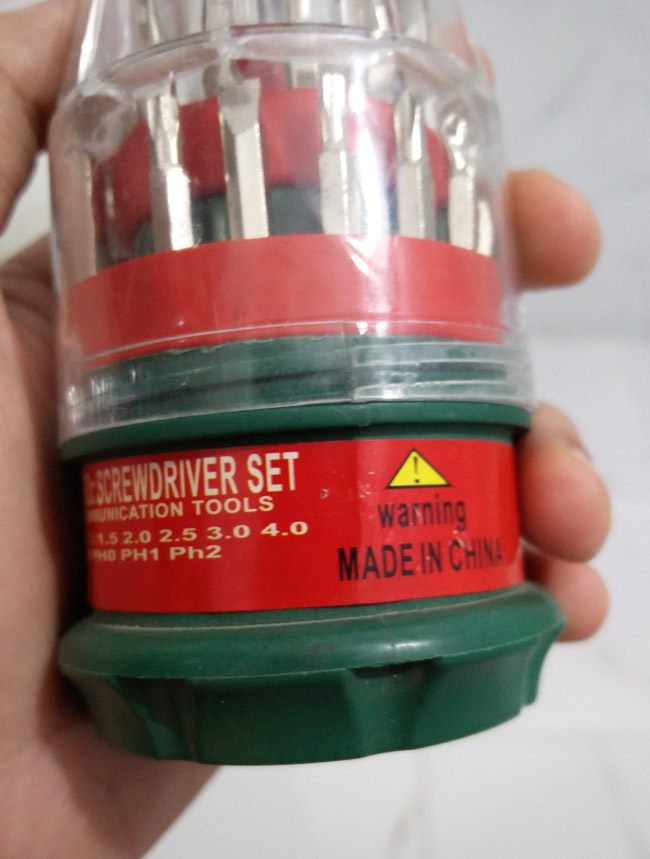 This screwdriver set has a pretty fair warning