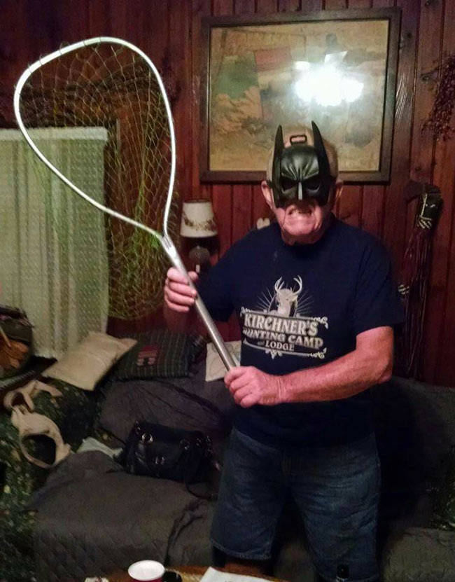 My Grandfather in His Bat-catching Gear for When They Get Into The House