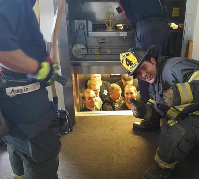 Kansas City fire department saves Kansas City police department from elevator