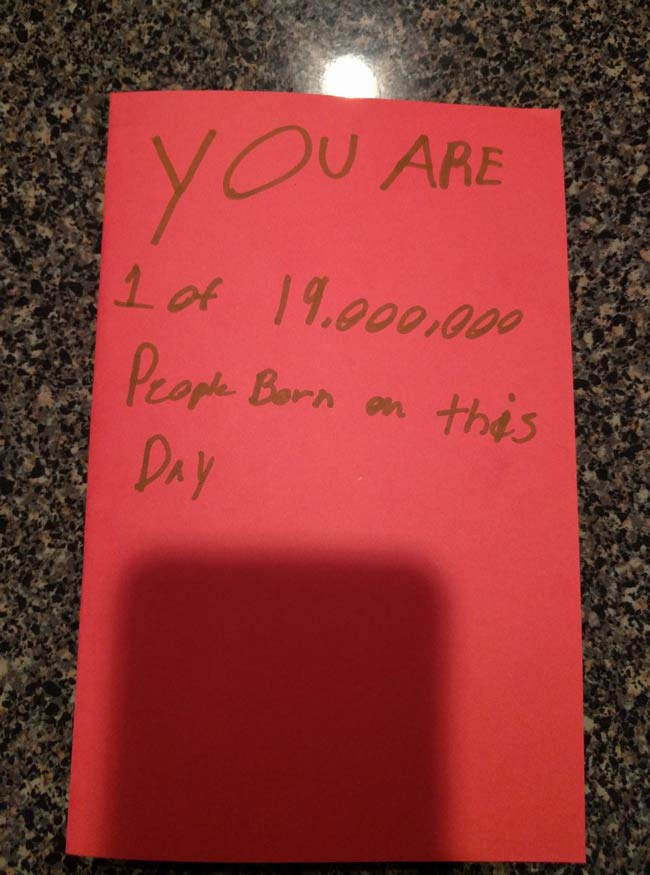 One of my girlfriends students gave her this card for her birthday