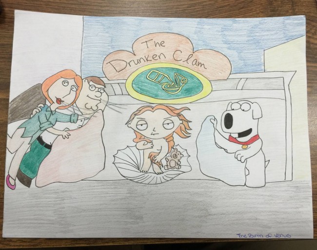 I gave an assignment to my 9th graders to put a modern spin on a famous piece of Renaissance art. So far this one is my favorite