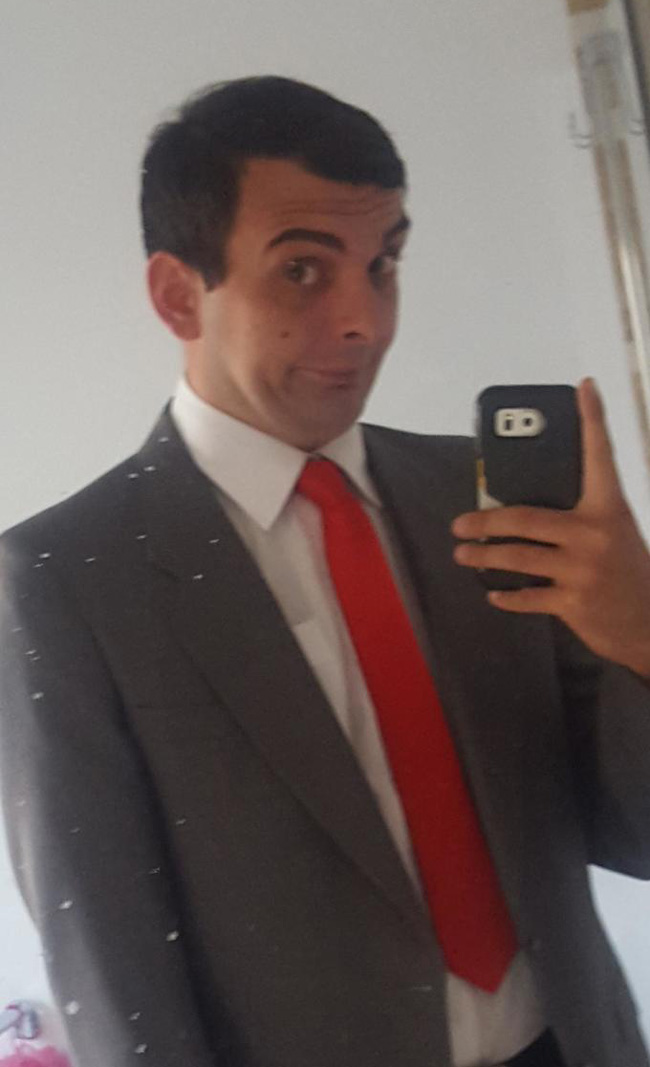 My friend is starting to realize he looks a bit like mr bean