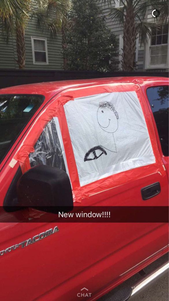 Friend finally replaced the window on his truck