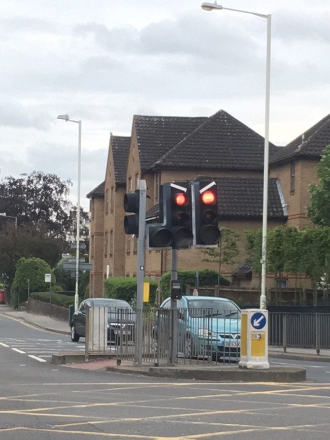 Angry traffic lights in my town