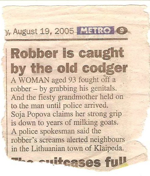 Robber is caught by the old codger