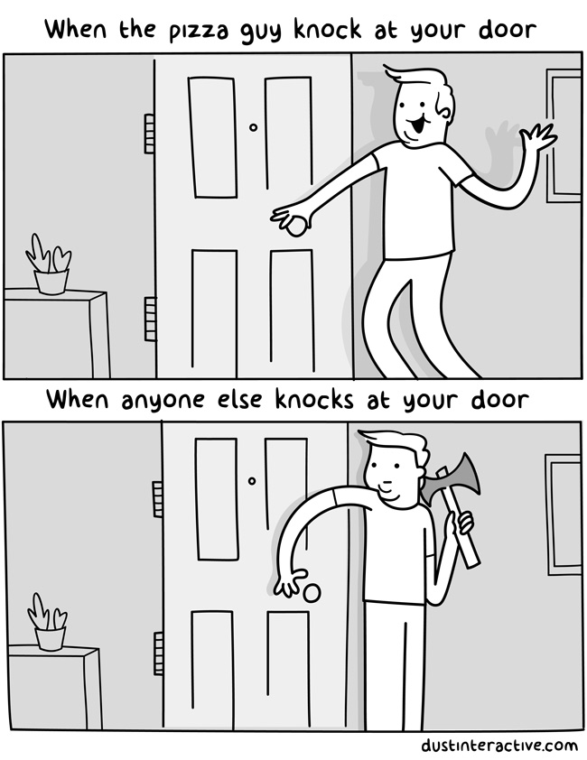 The two types of knocks you hear at your door