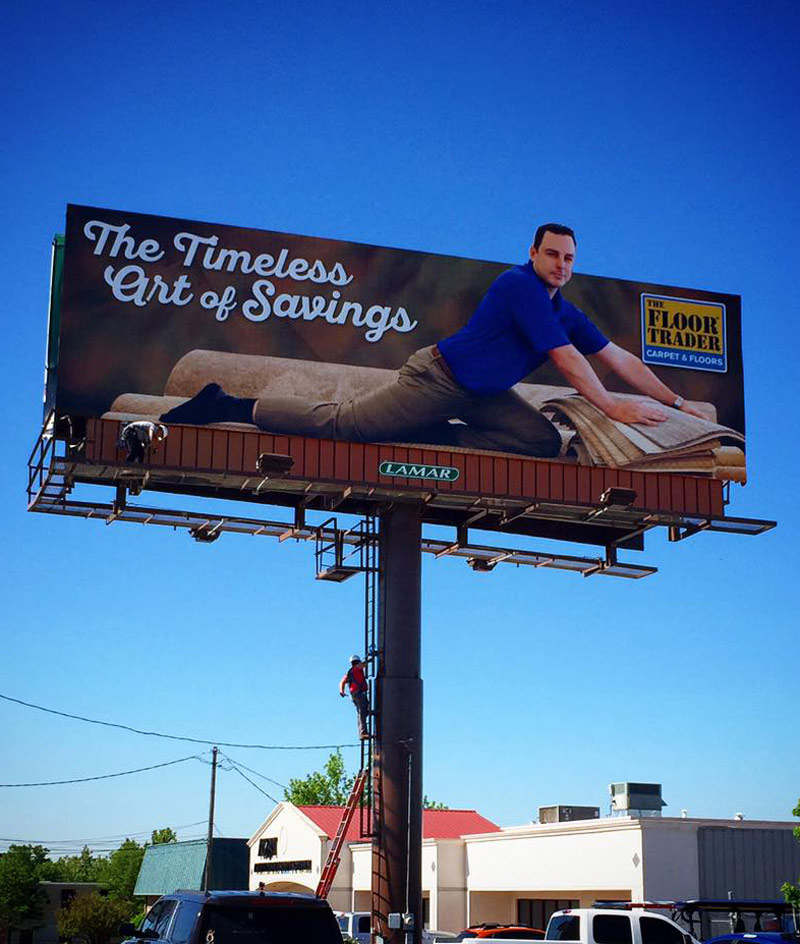 A humorous billboard ad for a sandwich