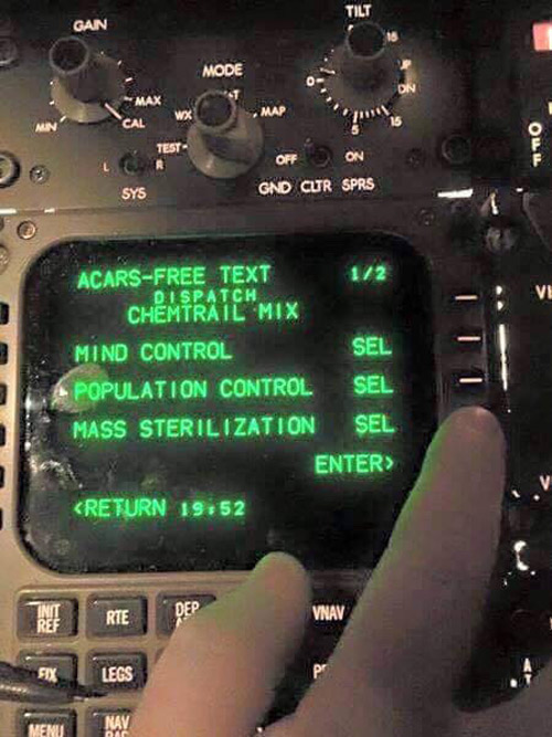 Pilots: Which is your favorite chemtrail setting?