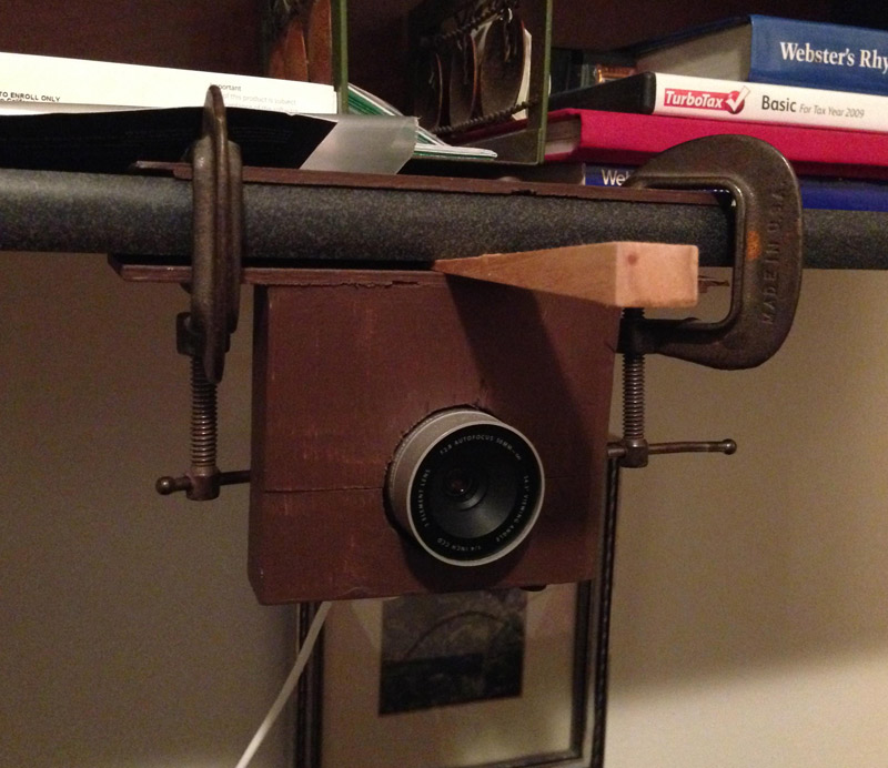 My grandpa made a holder for his webcam