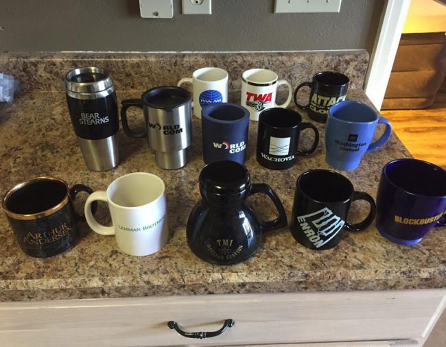 My friend collects the mugs from famous American business failures. A 3 Mile Island engineer's mug is his pride and joy because he couldn't find a Madoff