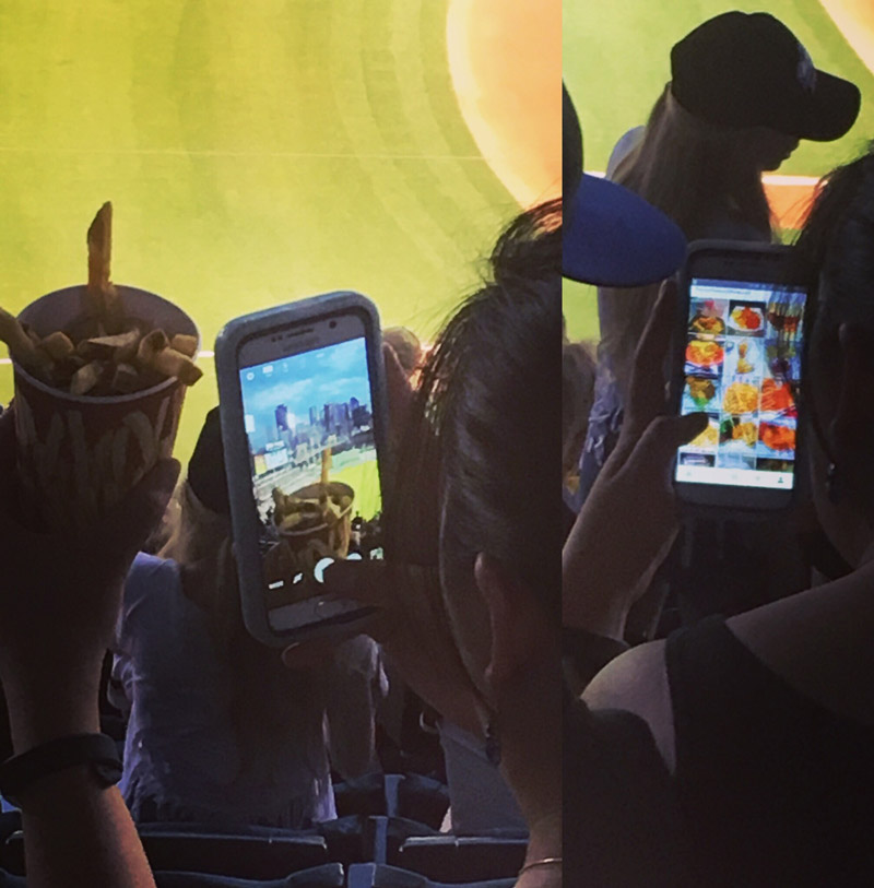 This girl at the Pirates/Dodgers game spent 10 minutes taking the perfect picture of her French fries then spent another 20 minutes browsing pictures of French fries