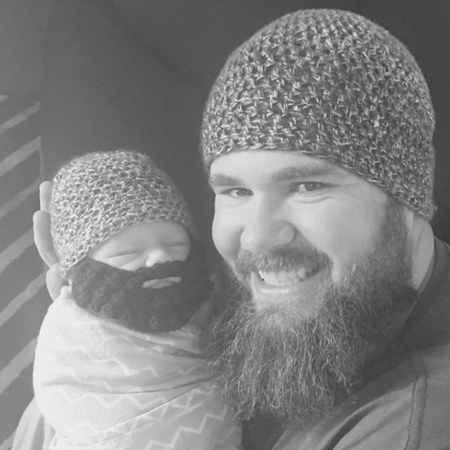 My friends newborn son has a matching knitted 'beard'