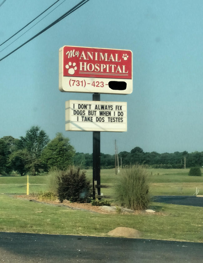 Sign at a local vet