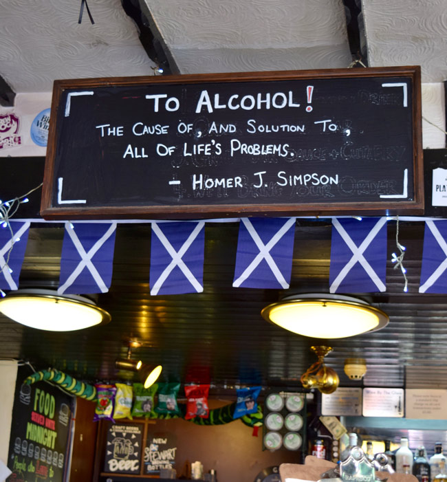Prominently displayed in a pub in Scotland