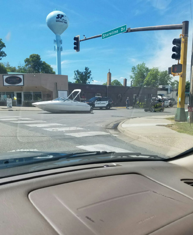 Got pulled over today on Shoreline Drive...