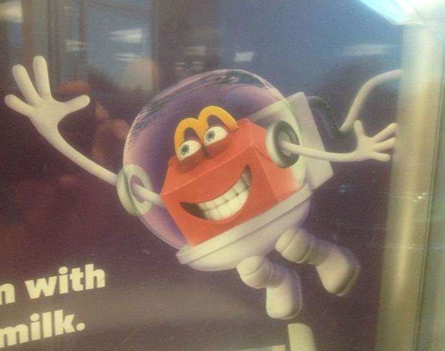 McDonald's mascot is a happy meal in a toilet