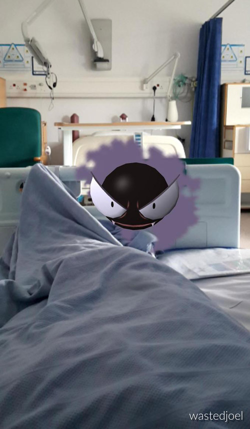 Playing Pokemon Go in hospital. Not a great sign