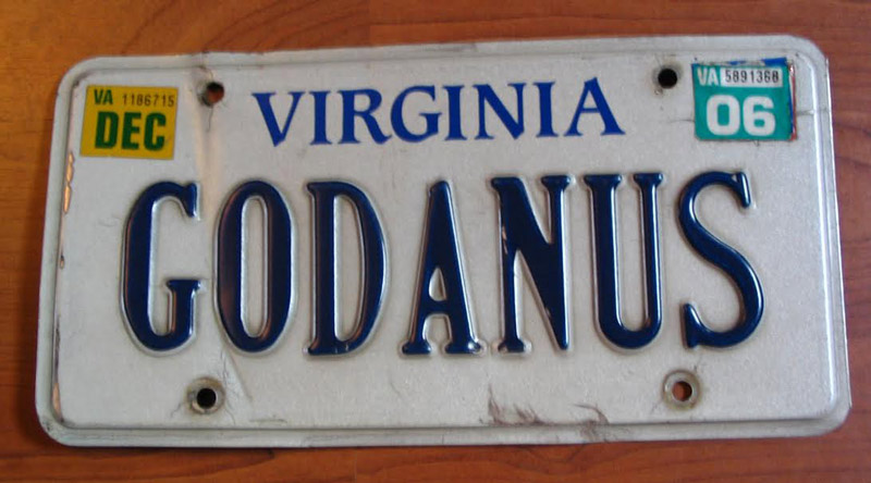 This license plate was on an elderly couples car for many years, its supposed to read "God and Us"