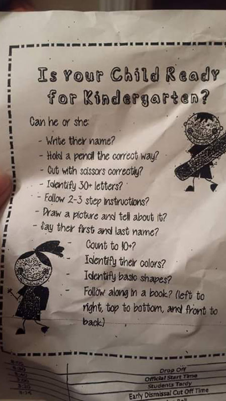 I have failed to prepare my son for Kindergarten