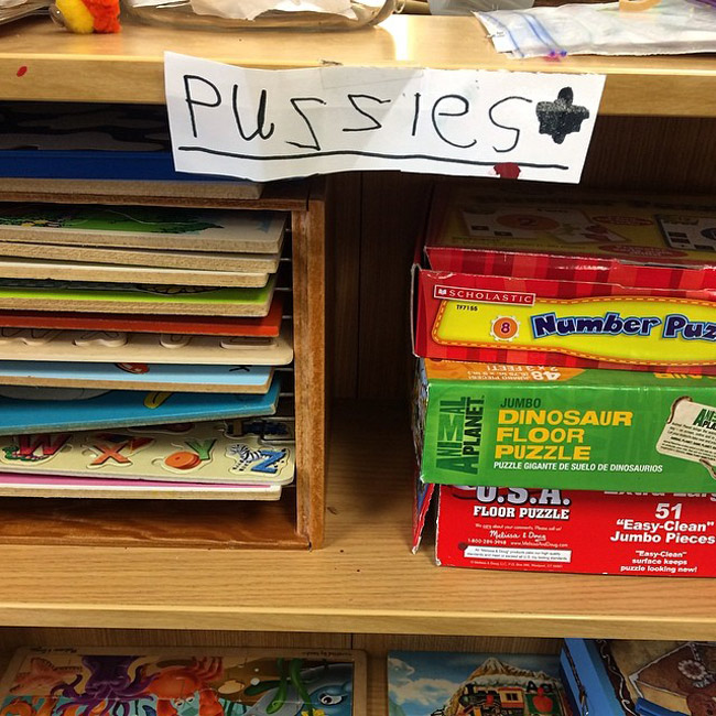 I work in a bookstore. We have puzzles. A child decided to make us a sign