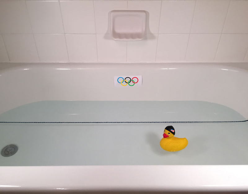 Olympic champion Katie Leducky practicing for the 1 meter race