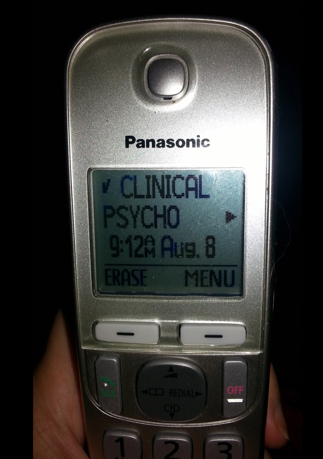 This is how my Psychologist appears on my caller ID!