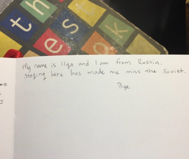 Not the greatest review in the guestbook of the hostel I just checked into in Rome...