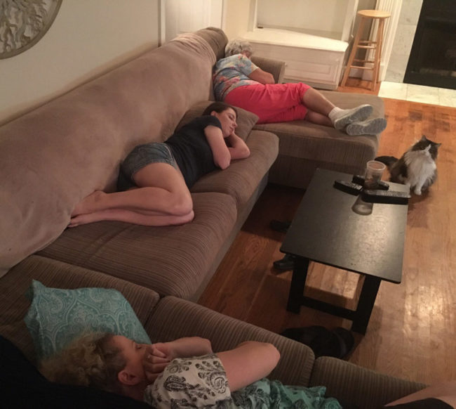 My wife loves to take a nap whenever possible. Her mom and grandma came to town to visit and now I can see where she gets it from!