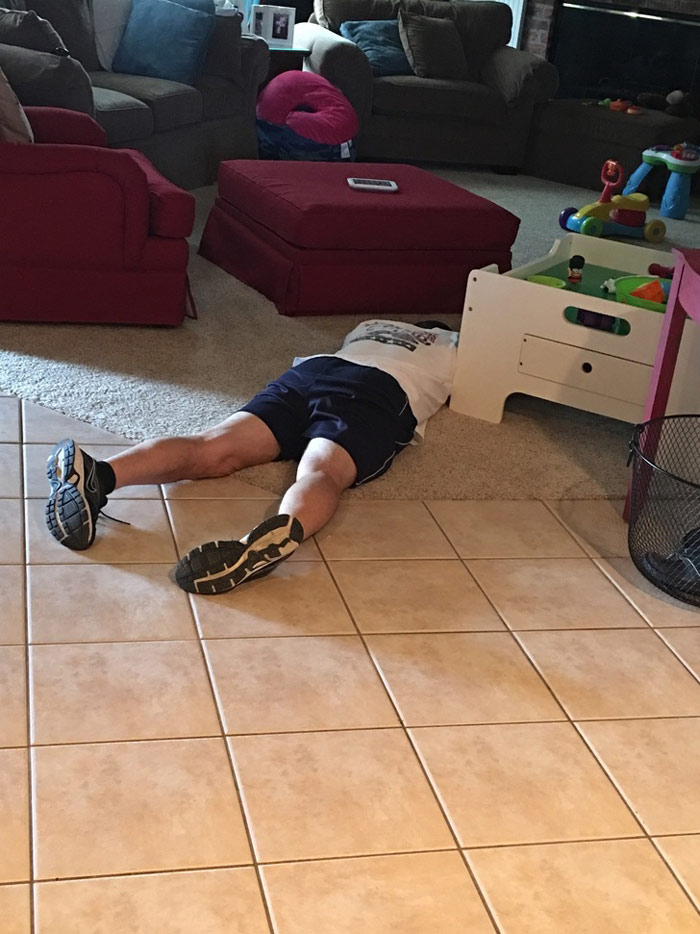 My dad was gonna go for a run. He laid down to stretch his back. Found him asleep 30 minutes later