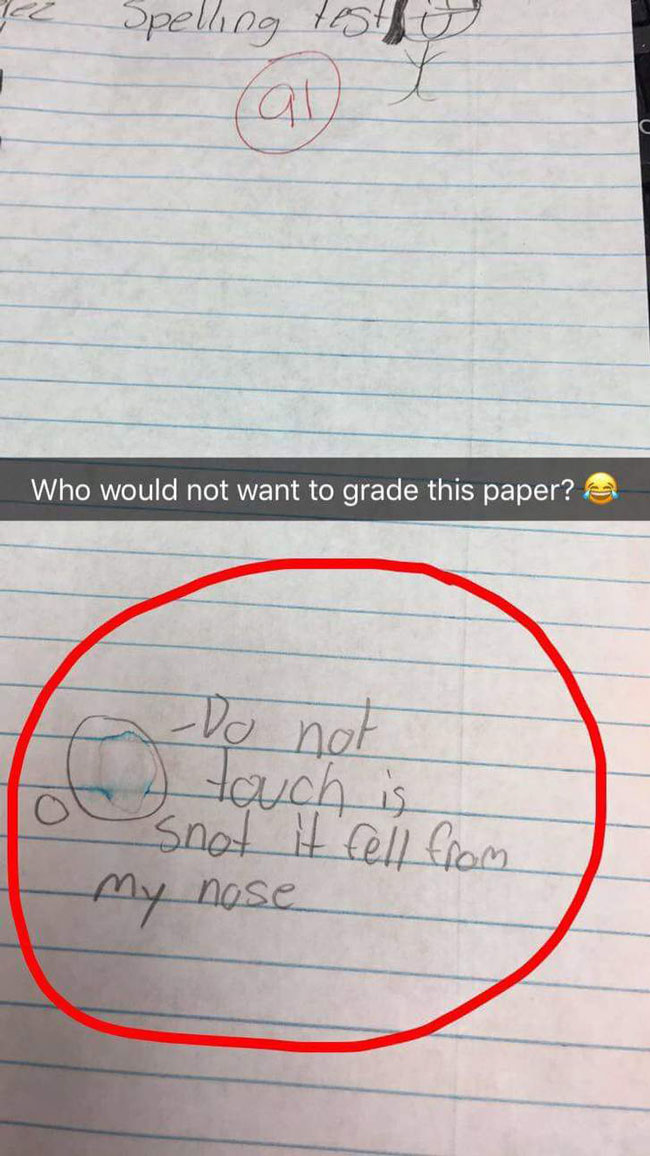 A colleague of mine got this note whilst grading papers