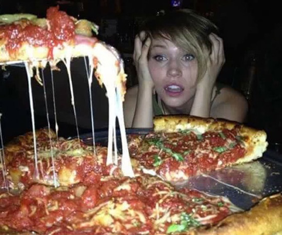 All I want is a girl to look at me the way this girl looks at pizza
