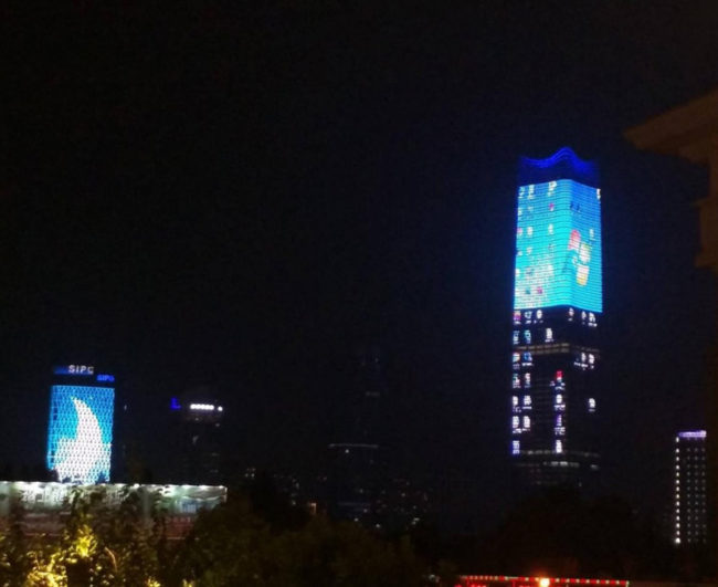 A window installation on a tall building in shanghai