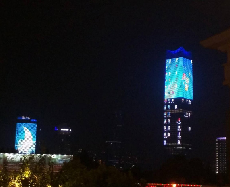 A window installation on a tall building in shanghai