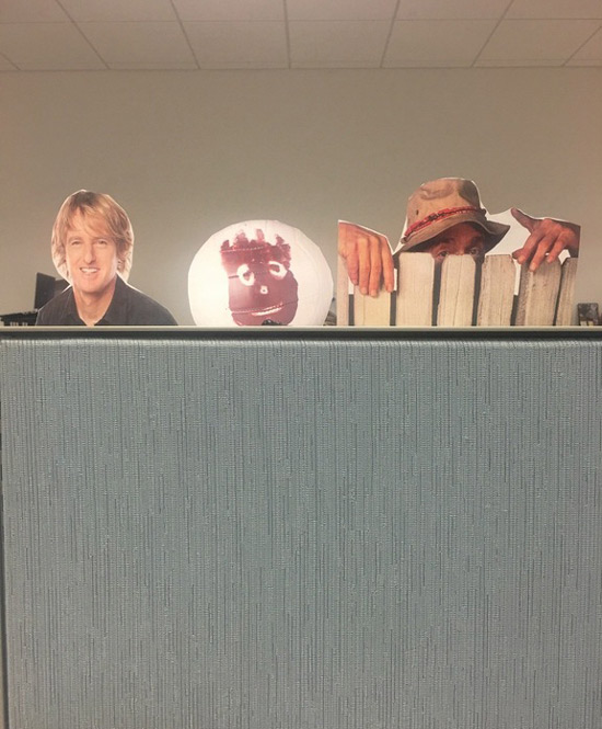 My cubicle neighbor's last name is Wilson. He just put these on our shared wall