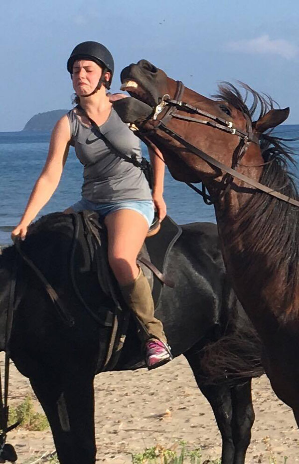 GF tried to ride a horse for the first time