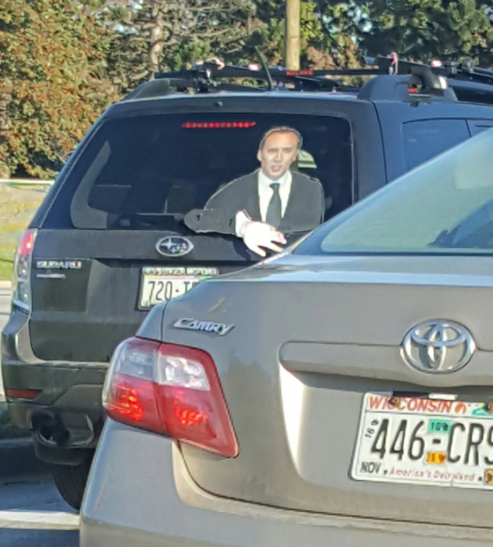 Saw a waving Nic Cage on my way to work today